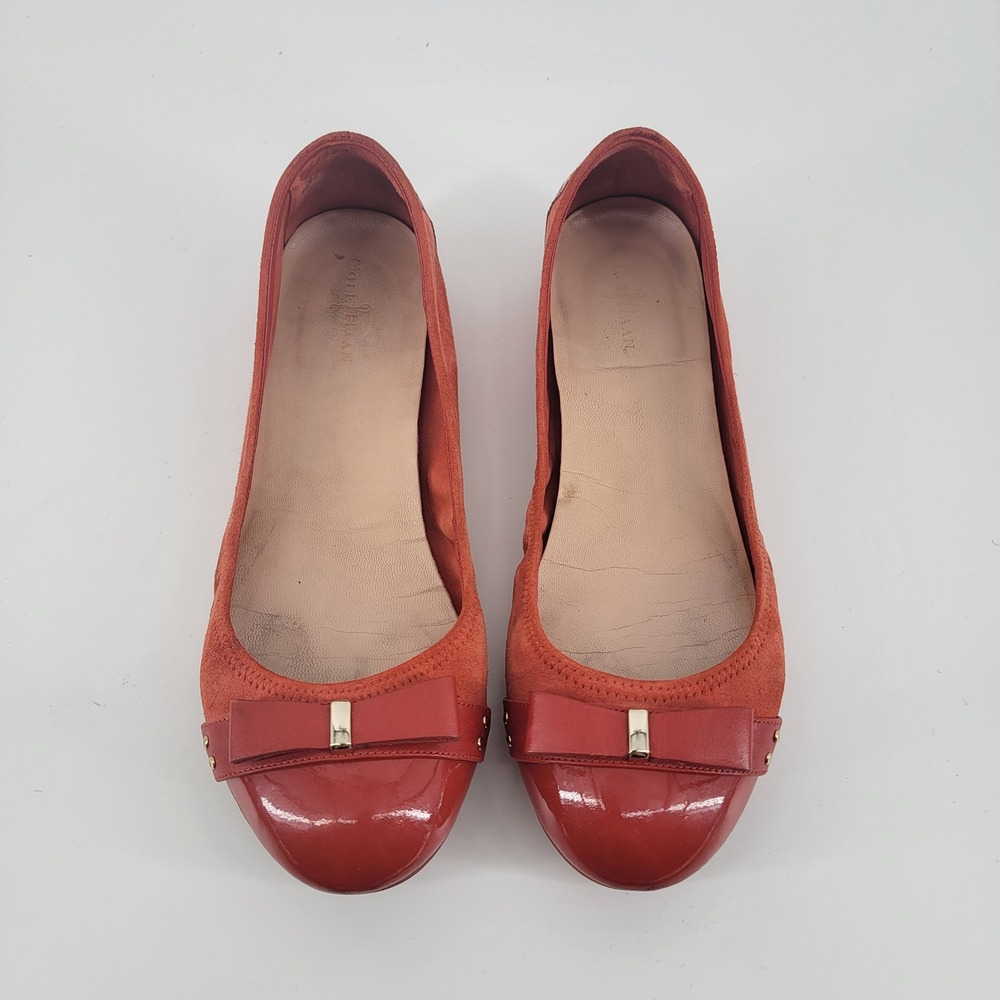 Cole Haan Air Monica Ballet Flats Womens 9 Orange Suede Patent Bow Nike Air - Picture 3 of 6